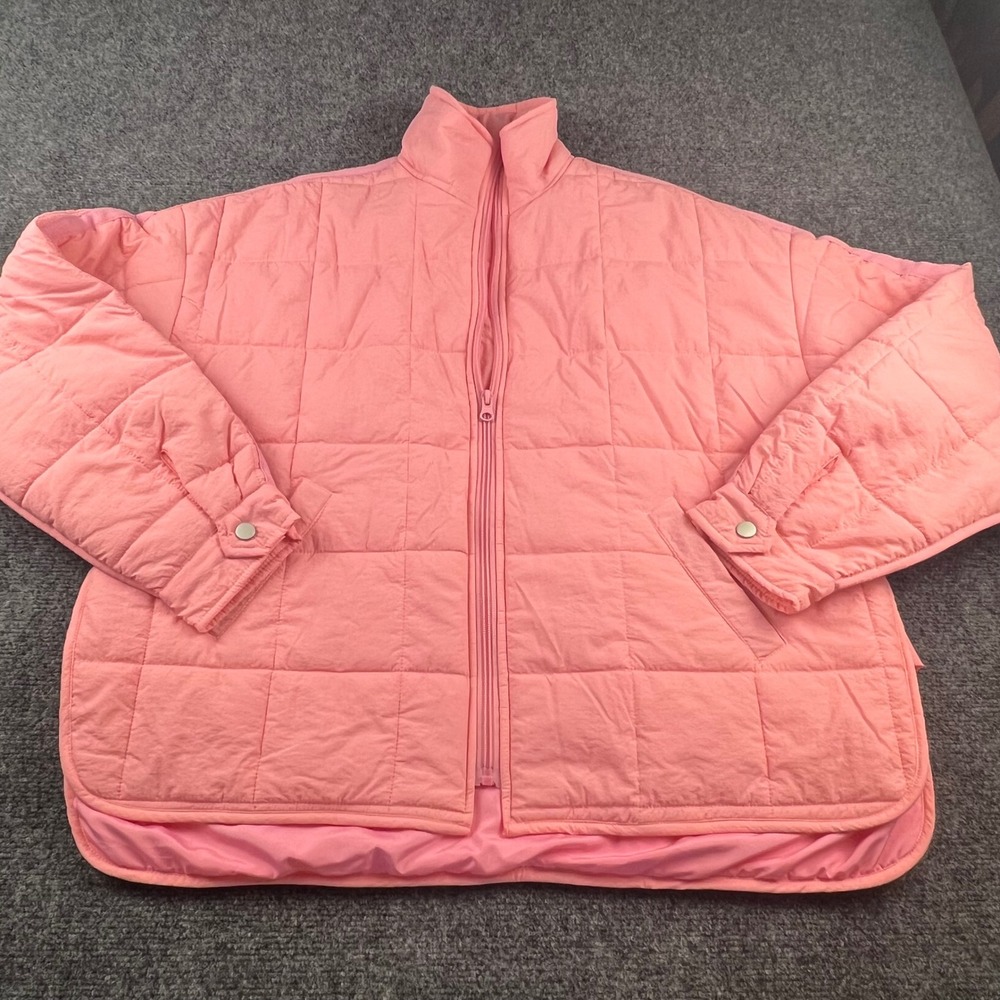 Fashion Pink Quilted Puffer Jacket Full Zip Oversized XL LY-0005